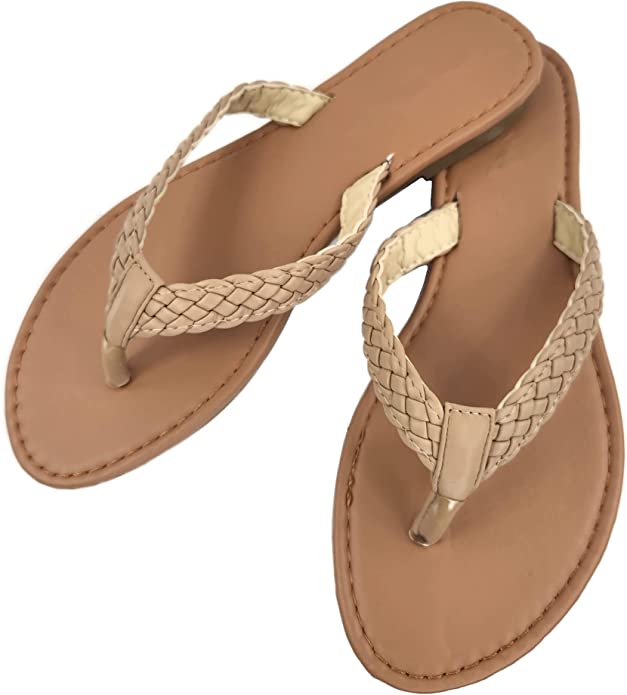 Womens braided cheap flip flops